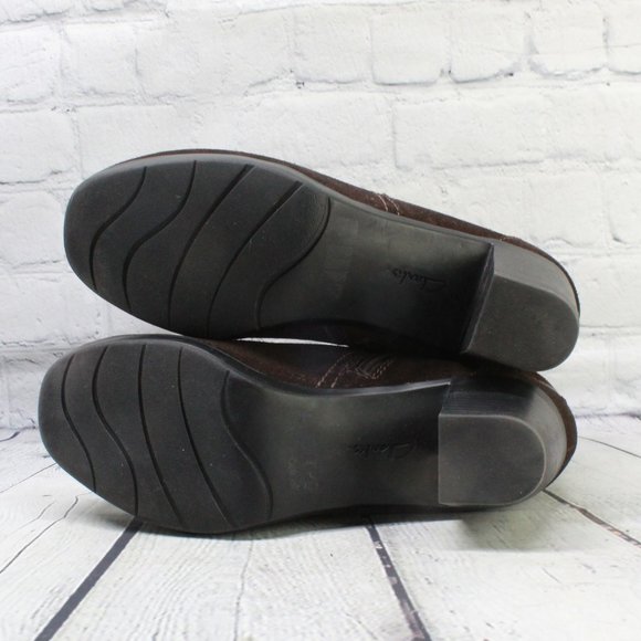 Clarks Brown Suede Braided Strap Side Zip Ankle Booties Size 9 M - Picture 9 of 9